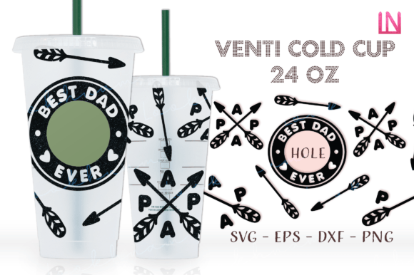 Best Dad Ever Papa Arrow Venti Wrap SVG: Graphics & Crafts