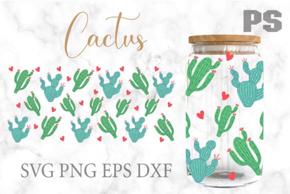Cactus Can Glass SVG: Tumbler Wrap Graphics