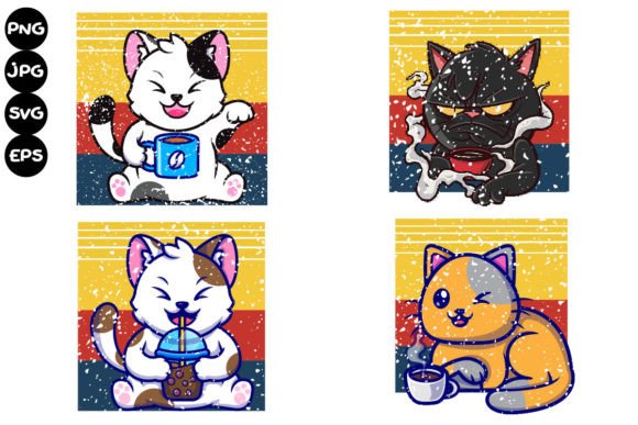 Cat with Coffee Cup Illustrations & Graphics Review