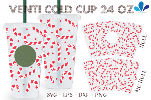 Christmas Candy Cane 24Oz Venti Wrap SVG Graphics & Crafts