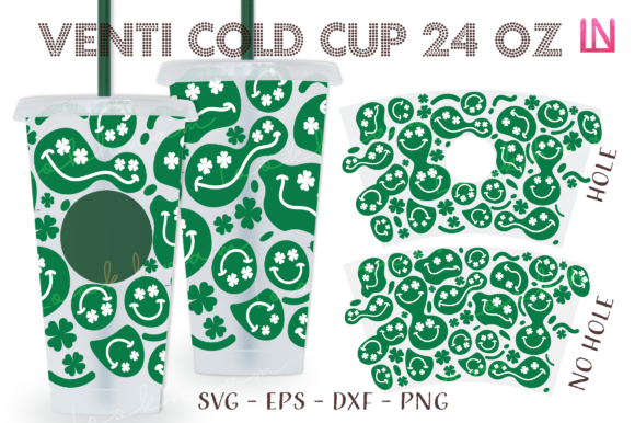 Clover Smiley Faces 24 Oz Venti Cup Wrap: Graphics & Crafts