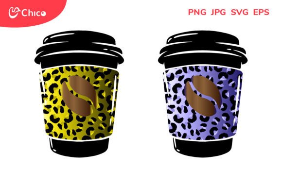 Coffee Cup Leopard Pattern Iced Coffee Graphics