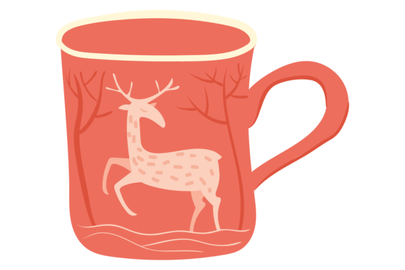 Cozy Mug with Nordic Deer: Hand-Drawn Graphics & Illustrations