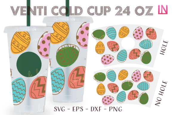 Easter Eggs Seamless Venti Cup Graphics for Crafts