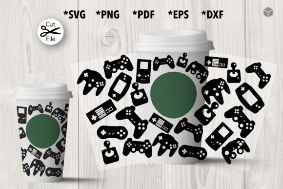 Gamer Hot Cup Wrap Template: Graphics & Templates