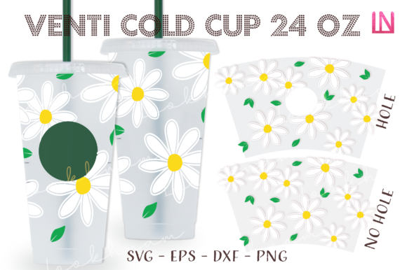 Giant Daisy 24 Oz Venti Cup Full Wrap: Graphics & Crafts