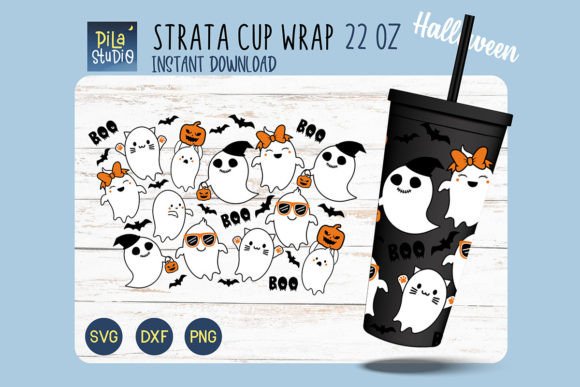 Halloween Cute Ghost Strata SVG: Graphics & Illustrations