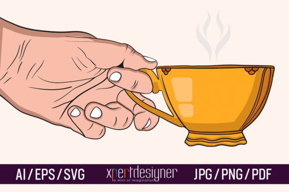 Hand Drawn Coffee Cup Vector: Cozy Graphics & Illustrations