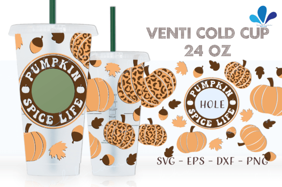 Leopard Pumpkin Spice Life Venti Wrap Graphics & Crafts