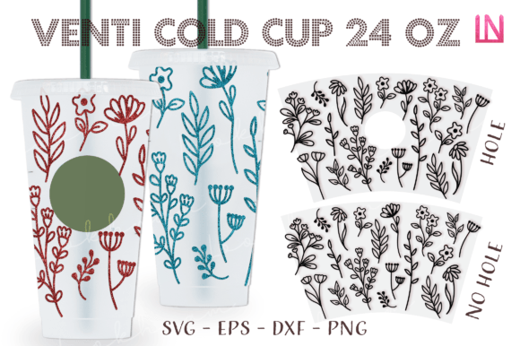 Line Spring Floral Venti Cup Wrap: Graphics & Crafts