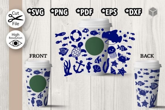 Ocean Hot Cup Wrap Template 16 Oz Graphics Review