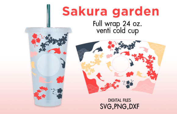 Sakura Garden Venti Cold Cup 24 Oz Graphics for Crafts