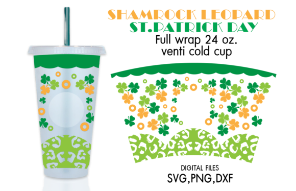 Shamrock Leopard Venti Cold Cup 24 Oz. Graphics & Crafts