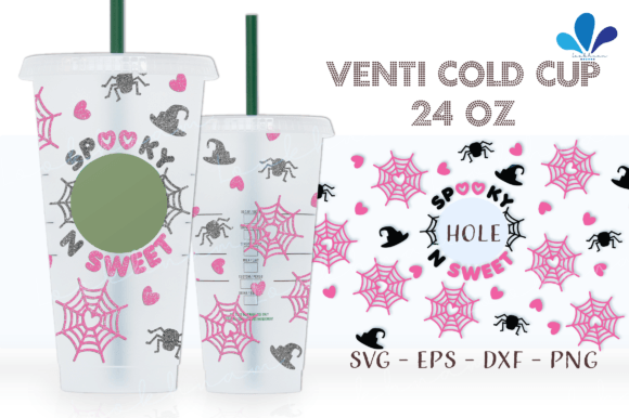 Spooky and Sweet Heart Spider Web Venti in Graphics & Crafts