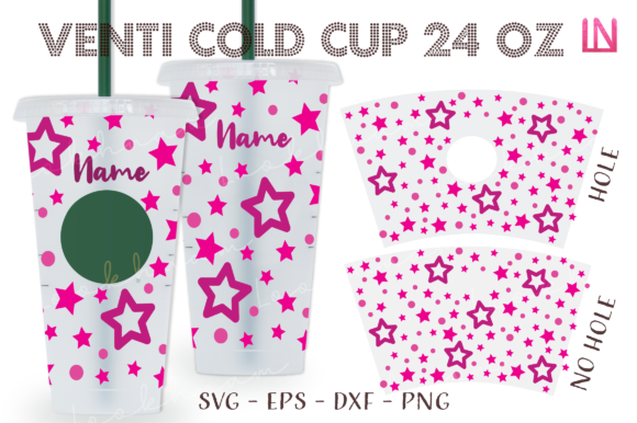 Star Confetti 24 Oz Cold Cup Wrap Graphics & Crafts