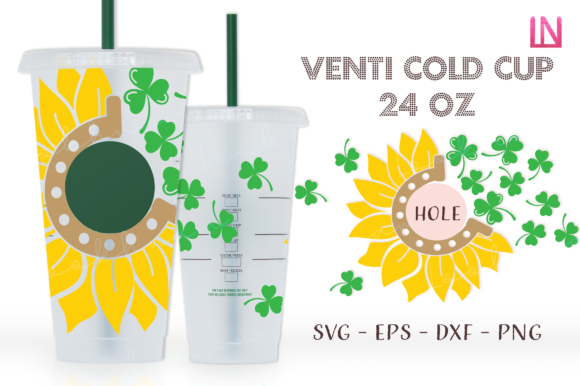 Sunflower Horseshoe Clover 24Oz Cup: Graphics & Crafts