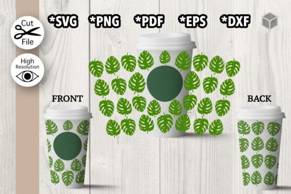 Tropical Leaf Hot Cup Wrap: Graphics & Template Review