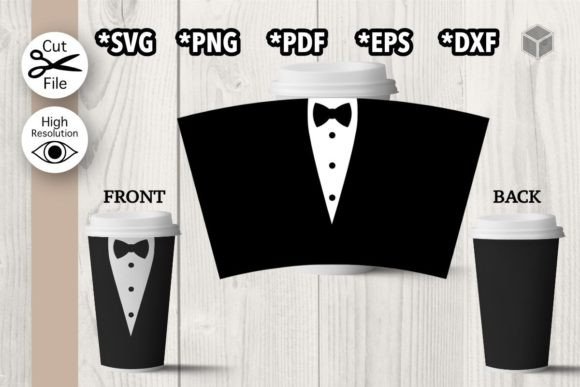 Tuxedo Hot Cup FULL Wrap Graphic Template