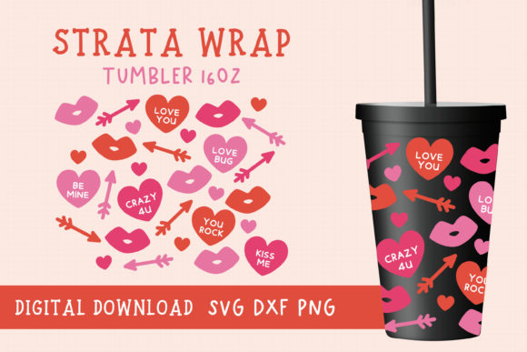 Valentine's Day Full Wrap Strata Tumbler Graphics & Crafts